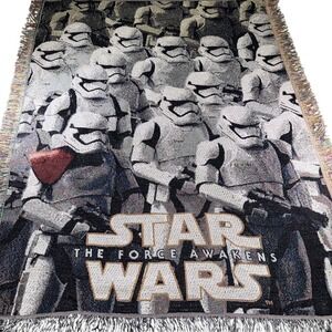 Star Wars Stormtrooper Throw Blanket 50x60 Gray The Force Awakens Tapestry Trim